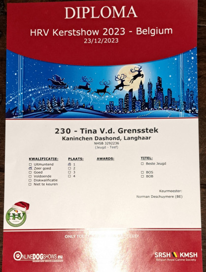 23-12-2023 HRV Kerstshow Genk 1 Zeer goed Diploma