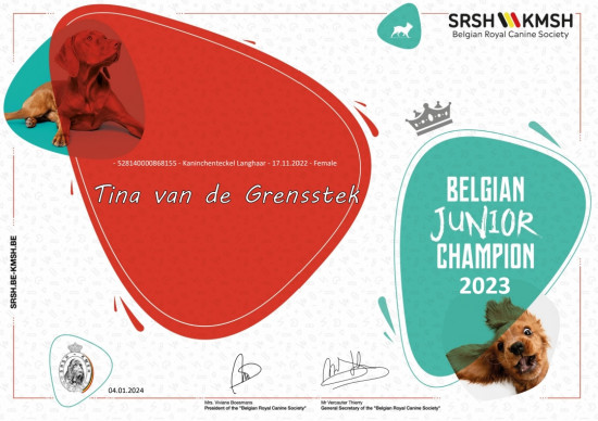 23-12-2023 Tina officieel Belgisch Jeugd Kampioen